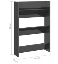 Wand-Schuhschrank Hochglanz-Grau 60x18x90 cm Holzwerkstoff