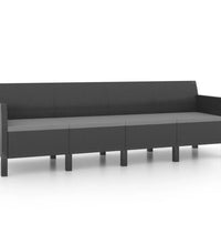 4-Sitzer-Gartensofa mit Kissen Anthrazit PP Rattan