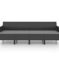 4-Sitzer-Gartensofa mit Kissen Anthrazit PP Rattan