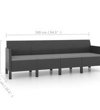 4-Sitzer-Gartensofa mit Kissen Anthrazit PP Rattan