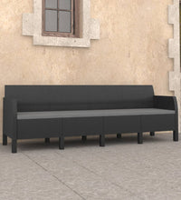 4-Sitzer-Gartensofa mit Kissen Anthrazit PP Rattan