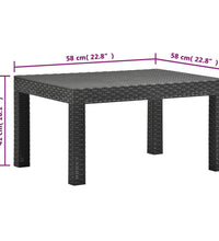 3-tlg. Garten-Lounge-Set mit Kissen PP Rattan Anthrazit