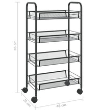 Küchenwagen 4 Etagen Schwarz 46x26x85 cm Eisen