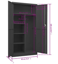 Schließfachschrank Anthrazit 90x40x180 cm Stahl