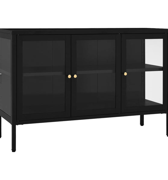 Sideboard Schwarz 70x35x70 cm Stahl und Glas