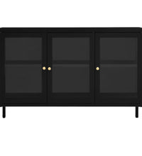 Sideboard Schwarz 70x35x70 cm Stahl und Glas