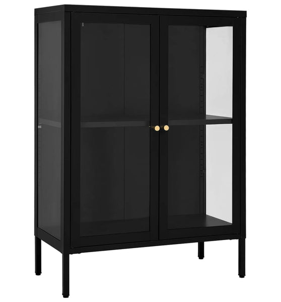 Sideboard Schwarz 75x35x105 cm Stahl und Glas