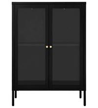 Sideboard Schwarz 75x35x105 cm Stahl und Glas