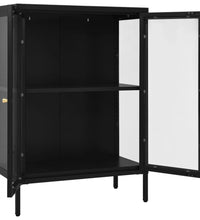 Sideboard Schwarz 75x35x105 cm Stahl und Glas