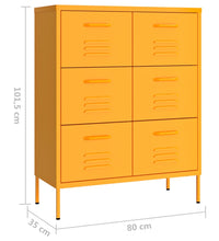 Schubladenschrank Senfgelb 80x35x101,5 cm Stahl