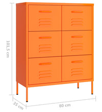 Schubladenschrank Orange 80x35x101,5 cm Stahl