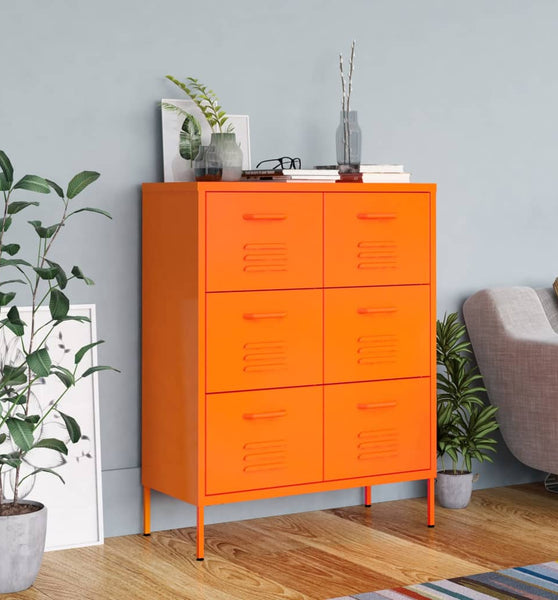 Schubladenschrank Orange 80x35x101,5 cm Stahl