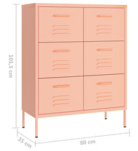 Schubladenschrank Rosa 80x35x101,5 cm Stahl