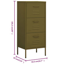 Beistellschrank Olivgrün 42,5x35x101,5 cm Stahl