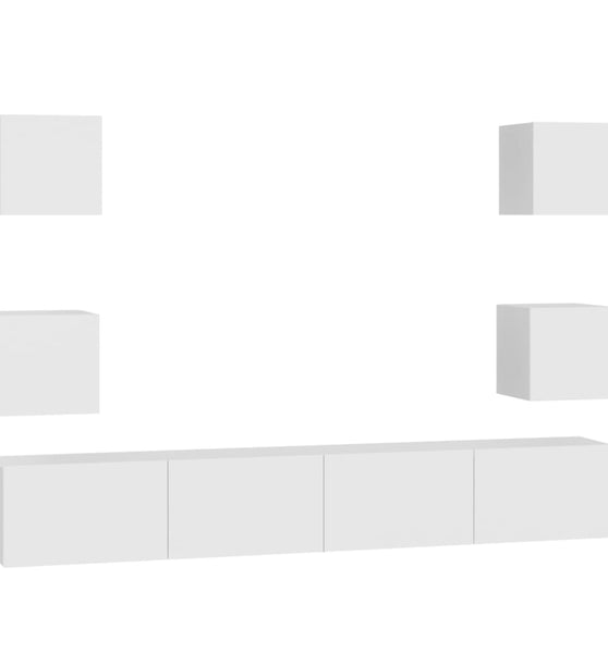 6-tlg. TV-Schrank-Set Weiß Holzwerkstoff