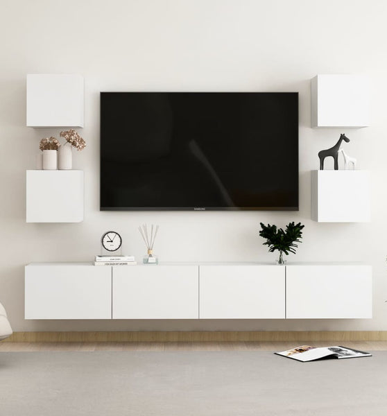 6-tlg. TV-Schrank-Set Weiß Holzwerkstoff