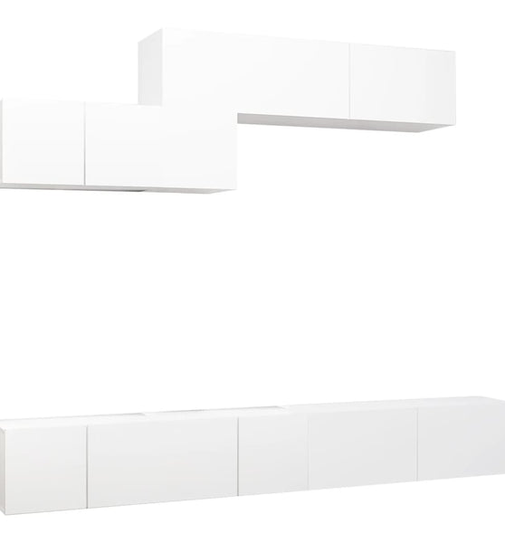 6-tlg. TV-Schrank-Set Weiß Holzwerkstoff