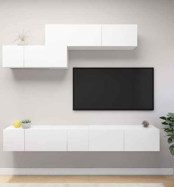 6-tlg. TV-Schrank-Set Weiß Holzwerkstoff