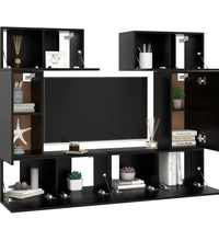 6-tlg. TV-Schrank-Set Schwarz Holzwerkstoff