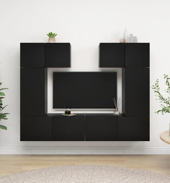 6-tlg. TV-Schrank-Set Schwarz Holzwerkstoff