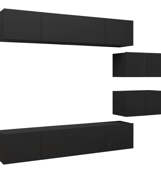 6-tlg. TV-Schrank-Set Schwarz Holzwerkstoff