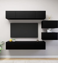 6-tlg. TV-Schrank-Set Schwarz Holzwerkstoff