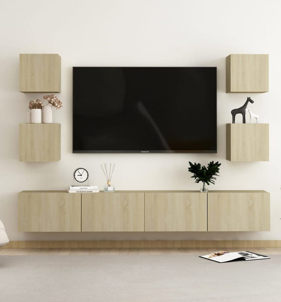 6-tlg. TV-Schrank-Set Sonoma-Eiche Holzwerkstoff