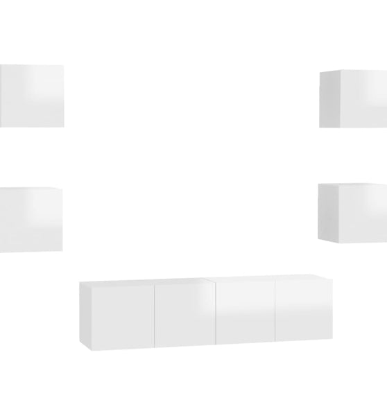 6-tlg. TV-Schrank-Set Hochglanz-Weiß Holzwerkstoff