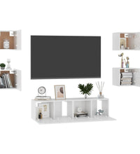 6-tlg. TV-Schrank-Set Hochglanz-Weiß Holzwerkstoff