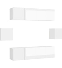 6-tlg. TV-Schrank-Set Hochglanz-Weiß Holzwerkstoff