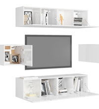 6-tlg. TV-Schrank-Set Hochglanz-Weiß Holzwerkstoff