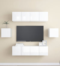 6-tlg. TV-Schrank-Set Hochglanz-Weiß Holzwerkstoff