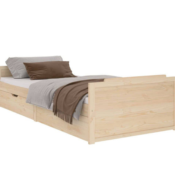 Massivholzbett mit Schubladen Kiefer 90x200 cm