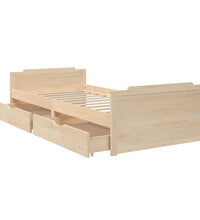 Massivholzbett mit Schubladen Kiefer 90x200 cm