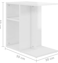 Beistelltisch Hochglanz-Weiß 50x30x50 cm Holzwerkstoff