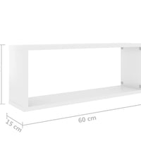 Würfelregale 2 Stk. Hochglanz-Weiß 60x15x23 cm Holzwerkstoff