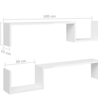 Wandregale 2 Stk. Hochglanz-Weiß 100x15x20 cm Holzwerkstoff