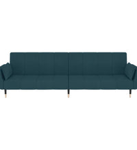 Schlafsofa 2-Sitzer mit 2 Kissen Blau Samt