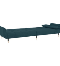 Schlafsofa 2-Sitzer mit 2 Kissen Blau Samt