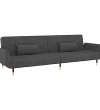 Schlafsofa 2-Sitzer mit 2 Kissen Dunkelgrau Samt