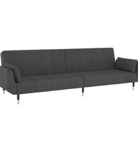 Schlafsofa 2-Sitzer mit 2 Kissen Dunkelgrau Samt