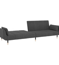 Schlafsofa 2-Sitzer mit 2 Kissen Dunkelgrau Samt