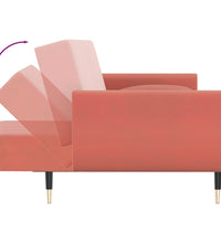 Schlafsofa 2-Sitzer mit 2 Kissen Rosa Samt