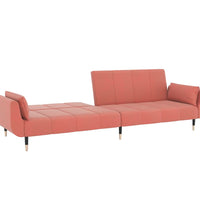 Schlafsofa 2-Sitzer mit 2 Kissen Rosa Samt