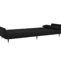 Schlafsofa 2-Sitzer mit 2 Kissen Schwarz Samt