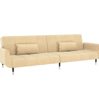 Schlafsofa 2-Sitzer mit 2 Kissen Creme Samt