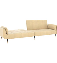 Schlafsofa 2-Sitzer mit 2 Kissen Creme Samt