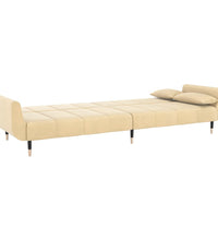 Schlafsofa 2-Sitzer mit 2 Kissen Creme Samt