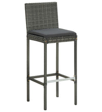 Garten-Barhocker mit Kissen 2 Stk. Grau Poly Rattan