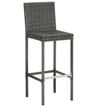 Garten-Barhocker mit Kissen 2 Stk. Grau Poly Rattan